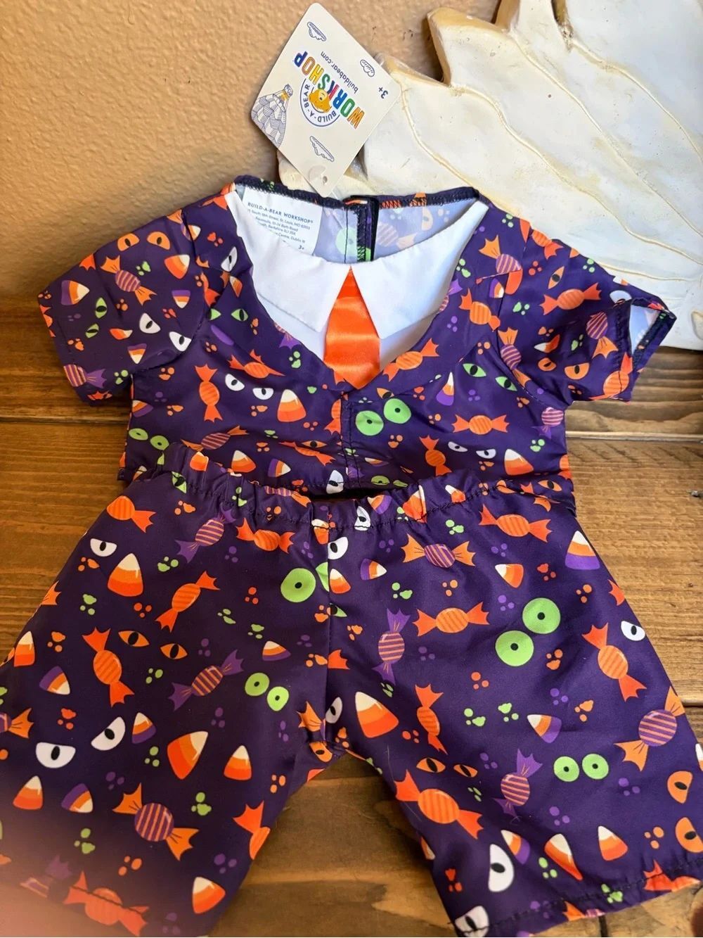 Build a Bear Halloween Orange Tie Out Fit CUTE! NWT